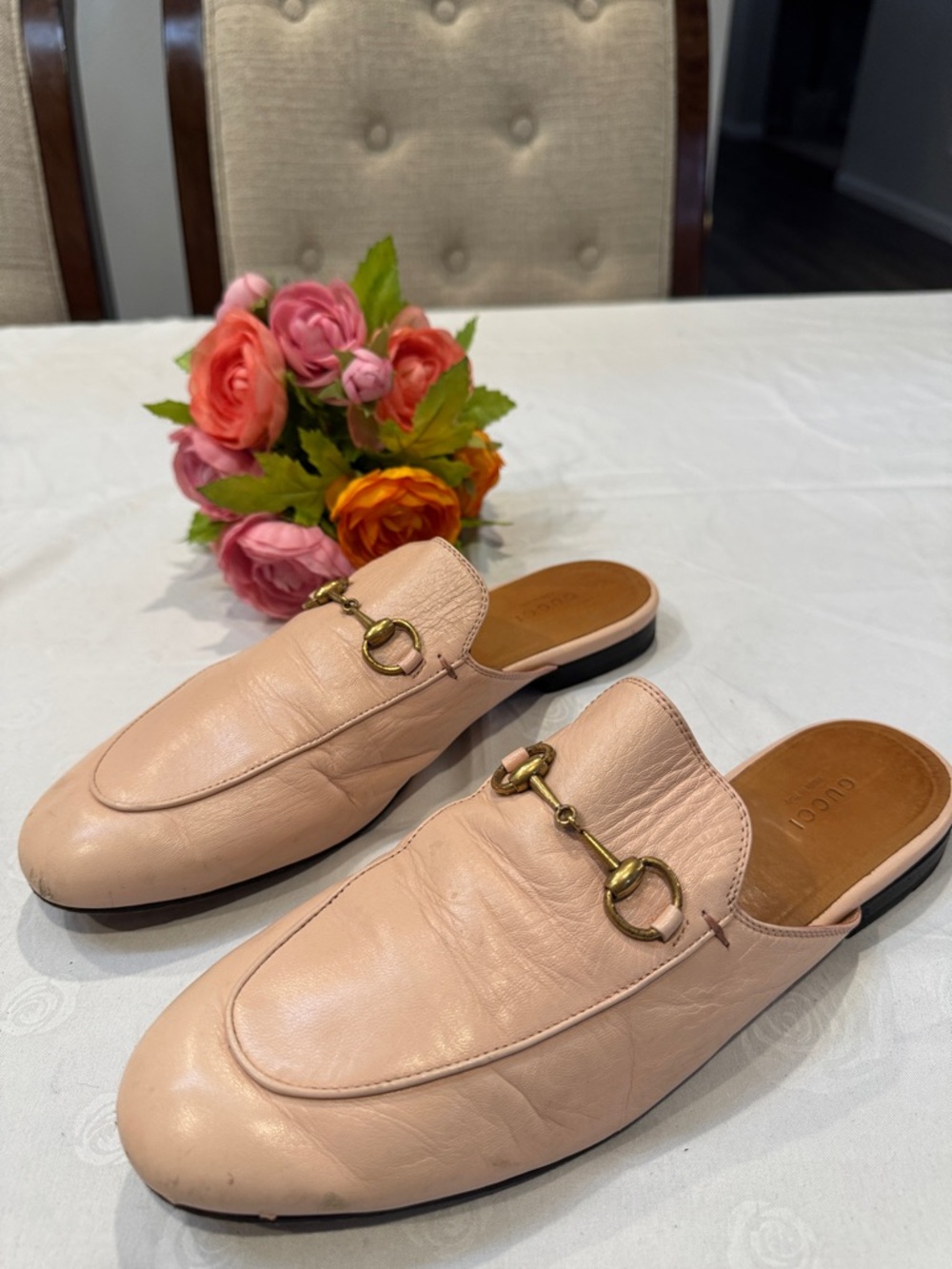 Gucci Blush Pink Leather Horsebit Backless Mules - Picture 2 of 13